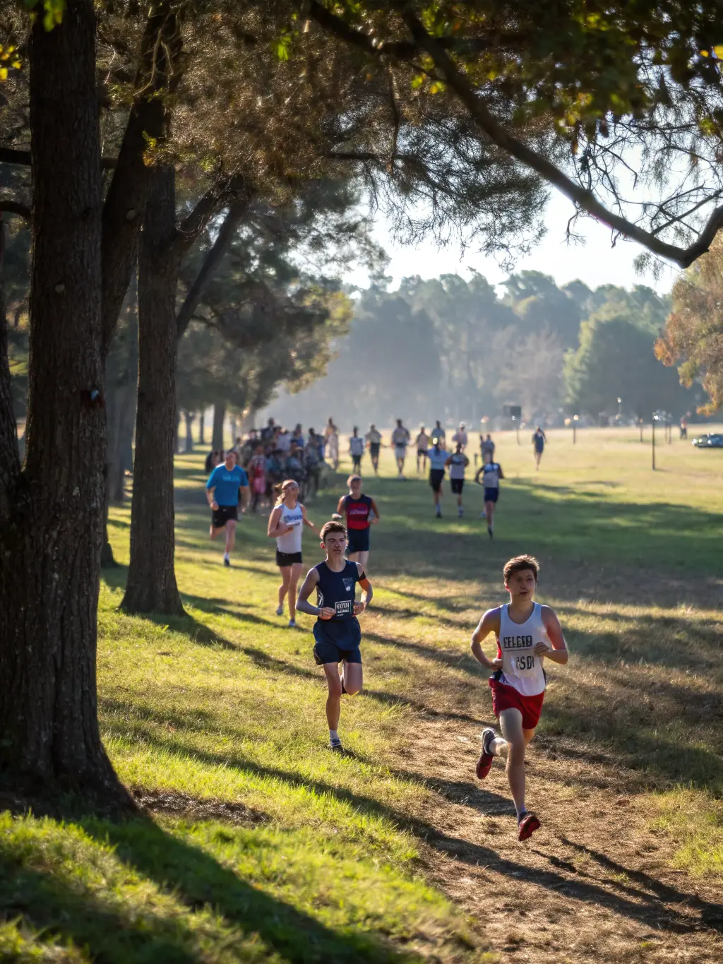 A group of students running on a track during an athletics training session, emphasizing speed and endurance.