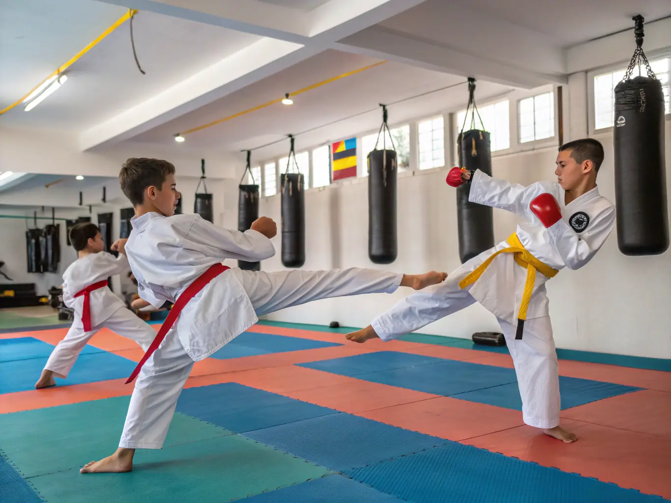 An inspiring photo of students practicing martial arts, demonstrating discipline, focus, and self-defense skills.